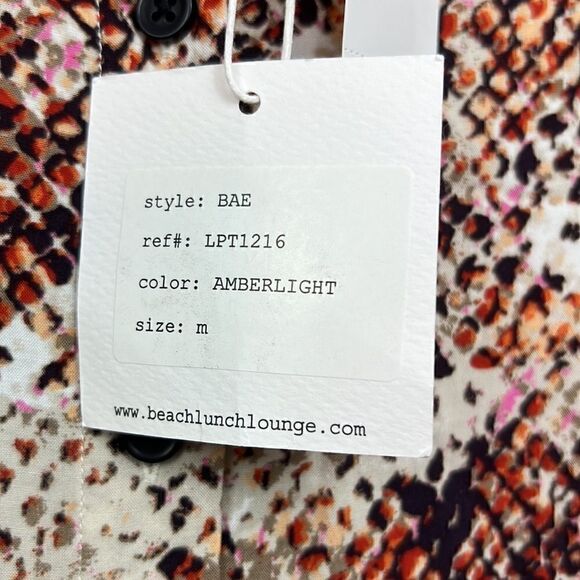 BeachLunchLounge Bae Snake Print button front blouse size medium - Picture 7 of 13